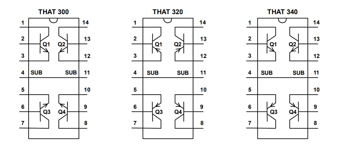 Block Diagram - THAT Corporation 300 Series Low-Noise Matched Transistor Array ICs